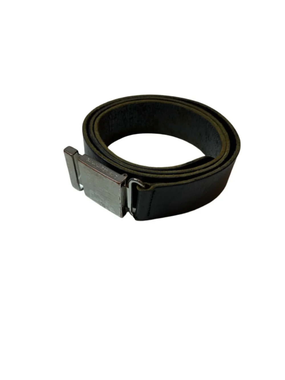 Banana Republic Black Italian Leather Belt Silver Slide Buckle Minimalist